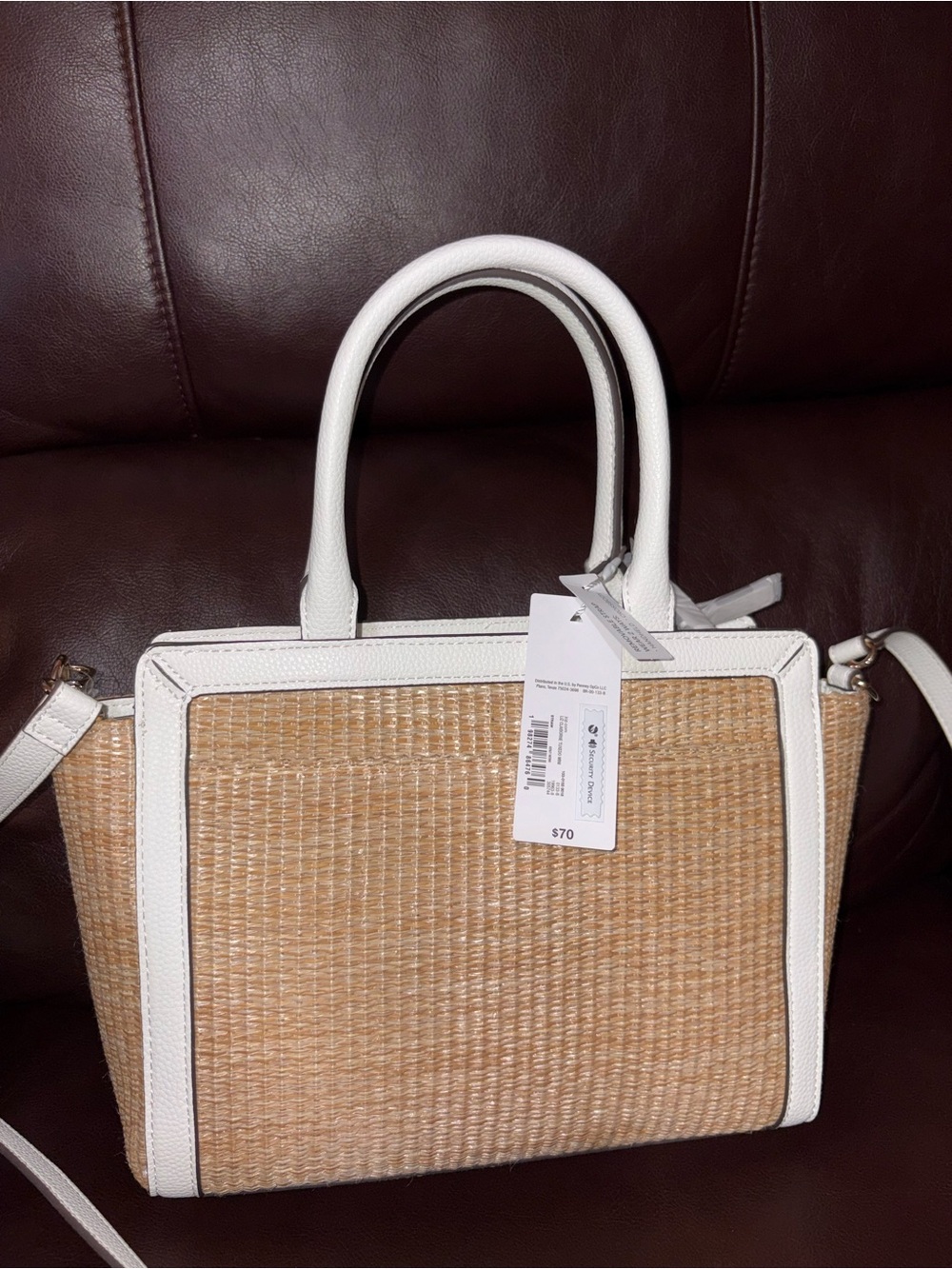 Woven Straw Tote with White Trim - Women Bags
